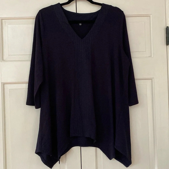 Adrianna Papell Embroidered Top Handkerchief‎ Flattering Blouse Size 1X Flutter - Picture 4 of 10